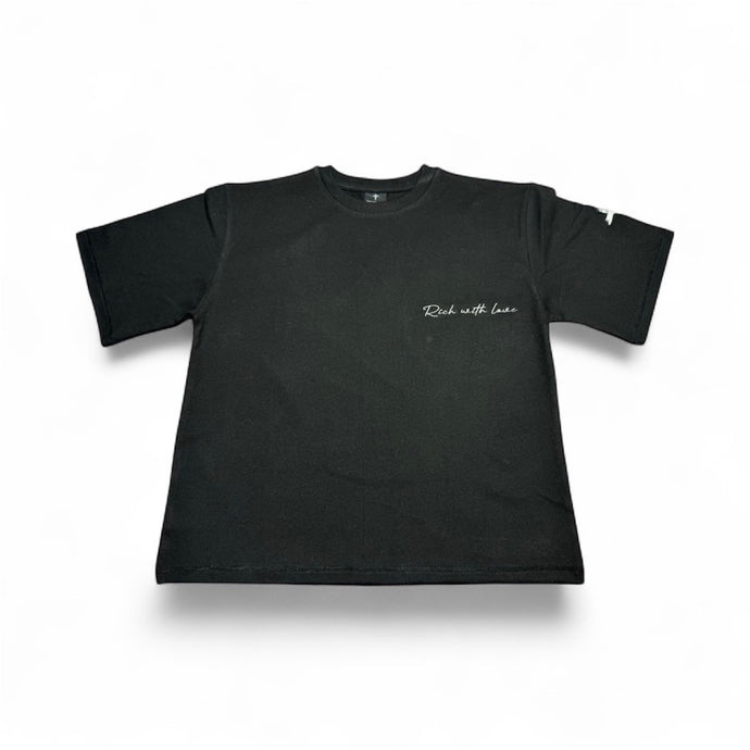 Pre-Sale The Rich Life – Oversized Crop Tee (black/white Print)