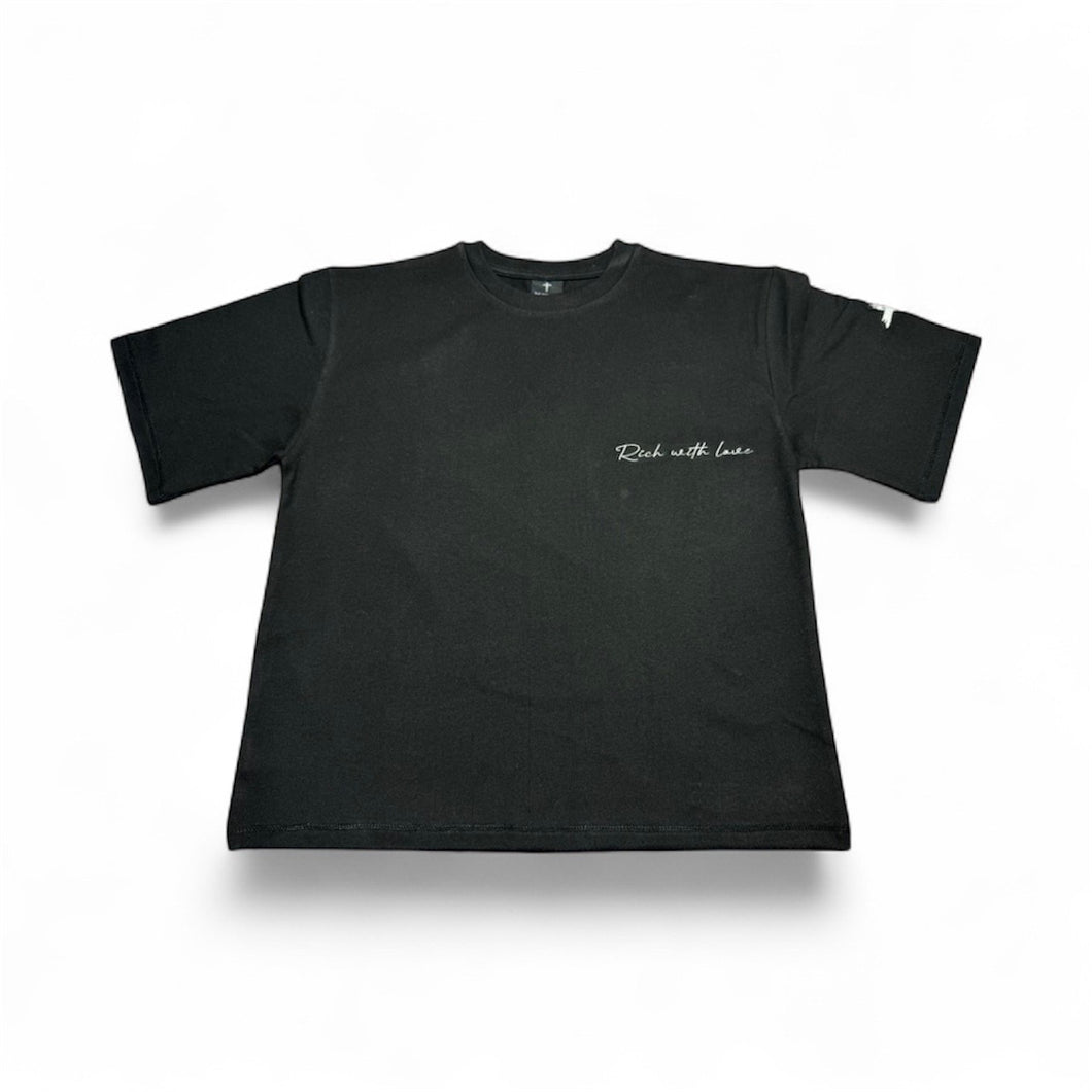 Pre-Sale The Rich Life – Oversized Crop Tee (black/white Print)